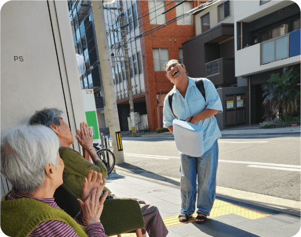 利用者さんへ朝のあいさつ